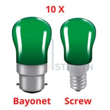 Image of Decorative Light Bulb Lamps 10x Green Crompton Colourglazed Pygmy 15W Party