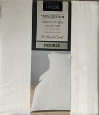 Image of Sateen Stripe Duvet Set - 300 Thread Count , 100% Cotton - Double