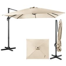 Image of 3m Garden Cantilever Parasol 3 Positions Adjustable Square Overhanging Umbrella