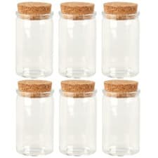 Image of 50ml Glass Storage Jars with Cork Lids Ideal for Kitchen Food Storage Set of 6