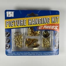 Image of Picture Hanging Kit – 87 Piece Assortment – Hooks, Nails & Wire – 151