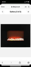 Image of Beldray Pollensa Electric Wall Hung Fire 2kW Black LED Flame Effect with Pebbles