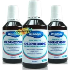 Image of 3x Wisdom Chlorhexidine Antibacterial Mouthwash Fresh Mint 300ml