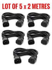Image of Power Extension Cable Lead IEC C14 Male to IEC C13 Female Lot of 5 x 2m