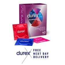 Image of Durex Surprise Me Mixed  Condoms Thin Thick Ribbed Dotted Condoms Pack of 40