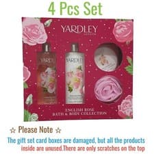 Image of Yardley Bath & Body 4 Pcs Gift Set: Body Lotion, Body Wash, Bath Salt & Puff