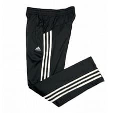 Image of Adidas Youth Straight Leg 3 Stripe Training Track Black Pants Medium 10/12