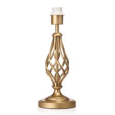 Image of Traditional Sleek Satin Gold Brass Table Lamp Base with Twist Metal Stem Desi...