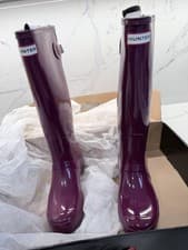 Image of Hunter Original Tall Gloss Wellington Boots UK Size 4 in Pillar Box Red BNWT
