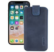 Image of Case for IPHONE 13 Mini 5.4 " Case Cover Leather IN Pebble Blue+Silicone