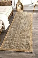 Image of Runner Rug Braided Jute Natural Fiber Farmhouse Jute Area Rug Rustic Look Carpet