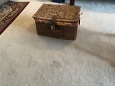 Image of Wicker Picnic Basket For 4 Person With Complete Cutlery & Blanket /napkins