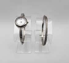 Image of Limit Ladies Silver Tone Bangle Watch & Crystal Bracelet Gift Set - New (No Box)