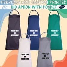 Image of Personalised Custom Printed Uneek Bib Apron With Pocket Kitchen Workwear UC940