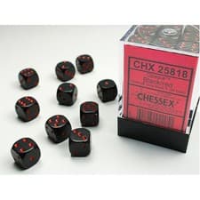 Image of Chessex - 12mm D6 Dice Block - Black w/Red - Brand New & Sealed