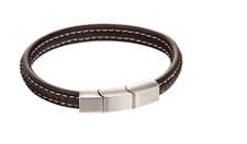 Image of Fred Bennett Bracelet B5120 Plait Detail Brown Leather Bracelet Brushed Finish
