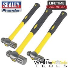 Image of Sealey Hammer Set Ball Pein Premier 3pc with Fibreglass Shafts Steel Head