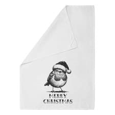 Image of 'Merry Christmas Robin' Cotton Tea Towel / Dish Cloth (TW057884)