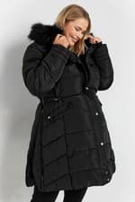 Image of Yours Curve Maternity Plus Size Panelled Puffer Midi Coat