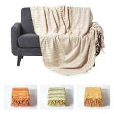 Image of 100% Cotton Chenille Bed Sofa Throw Tie Dye - Green, Orange, Rust, Beige