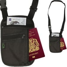 Image of RFID Blocking Travel Body Wallet Passport Holder Neck Shoulder Document Bag Case