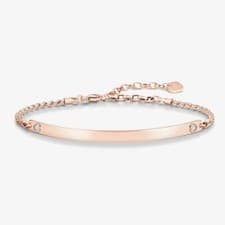 Image of Genuine Thomas Sabo 925 Rose Gold Plated Heart Lovebridge Rope Bracelet 19.5cm