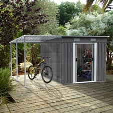 Image of Metal Garden Shed 8 X 6, 8 X 8, 8 X 10 ft Storage Shed House with Extended Roof