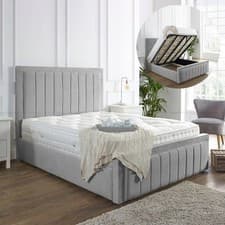 Image of Manor Bed Frame with Ottoman Storage and Mattress Upholstered Plush Velvet