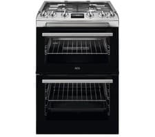 Image of AEG CGX6130ACM 60cm Double Oven Gas Cooker, Catalytic Lining - Stainless Steel