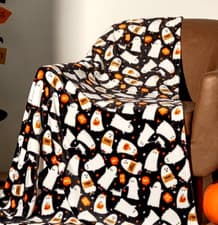 Image of Halloween Ghost Fleece Throw Super Soft Plush Sofa Blanket Cosy Bed Home Decor