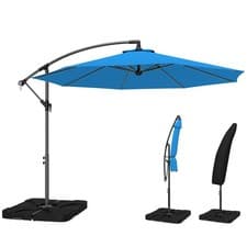 Image of Outsunny 3(m) Banana Parasol Cantilever Umbrella Garden w/ Base Weights