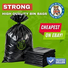 Image of HEAVY DUTY BLACK THICK REFUSE SACKS RUBBISH BAGS BIN LINERS UK MADE