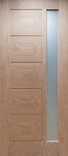 Image of Oak External Door Linear Contemporary 45mm Pre-glazed Frosted Obscure DG Unit