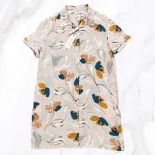 Image of NWT Rachel Zoe Women's 100% Linen Watercolor Button Up Shirt Dress, Size M