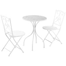 Image of Three-Piece Metal Bistro Set - White
