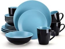 Image of 16Pc Dinner Set Stoneware Crockery Round Dining Plates Pasta Bowl Mugs Tableware