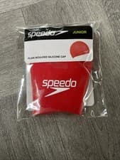 Image of Speedo Plain Moulded Silicone Swim Cap One Size Pink Brand New Junior Swimwear