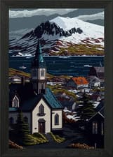 Image of Akureyri Pixel art Framed Wall Art Poster Canvas Print Picture