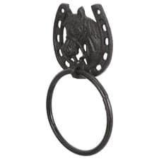 Image of Cast Iron Towel Ring Wall Mounted Horseshoe Bathroom Decor Farmhouse