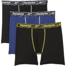 Image of 4 or 6 Pack REEBOK Men Boxer Briefs PERFORMANCE BLACK SMALL LARGE XLARGE $49