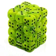 Image of Chessex Dice D6 Sets: Vortex Bright Green With Black - 12Mm Six Sided Die (36) B