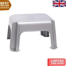 Image of Compact and Stylish Step Stool in Metallic Silver – Safe 150kg Weight Limit
