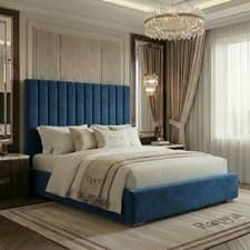 Image of OTTOMAN STORAGE BED PANEL PLUSH VELVET UPHOLSTERED BED FRAME- HEADBOARD