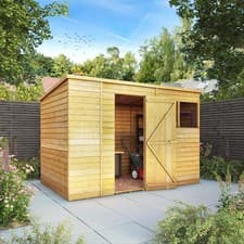 Image of 10x6 Wood Garden Shed Overlap Pent Single Door Windows Storage 10ft 6ft Waltons