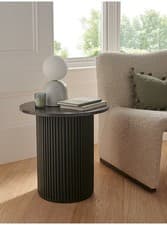 Image of Black Marble Ribbed Side Table