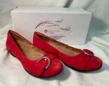 Image of Unstructured By CLARKS Neenah Lark Red Suede Ballerina UK 5 EU 38