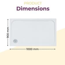 Image of Anti-Slip Shower Tray Slim 40mm Low Profile Stone Resin White Rectangular Square