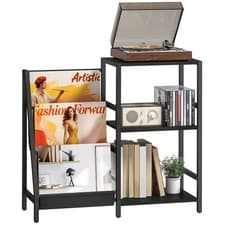 Image of HOMCOM Record Player Stand, 3-Tier Side Table with Vinyl Record Storage