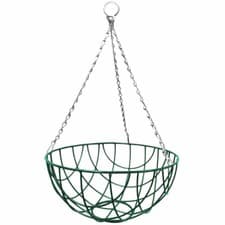 Image of Green Wire Hanging Basket | 12" 14" 16" & 18" | Metal Coated Round Flower Pot