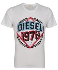 Image of NWT Diesel LOGO Slim Fit Crew Neck Tee Distressed Front Print T-Shirt